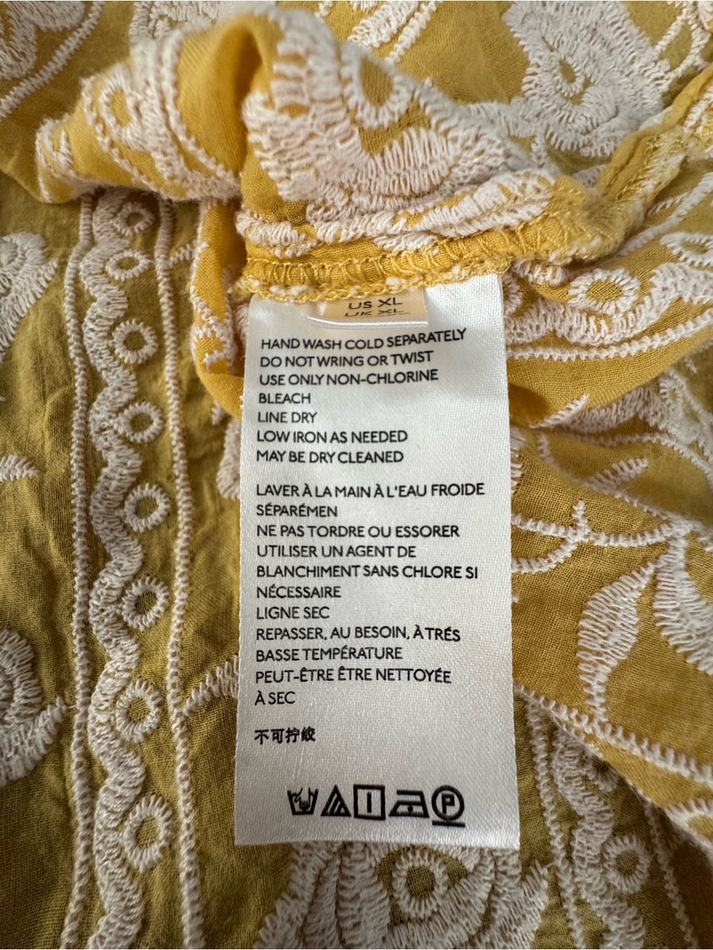 Pilcro by Anthropologie Yellow Embroidered Cotton Button Front Blouse XL - Picture 10 of 11